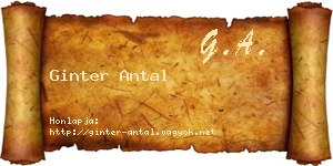 Ginter Antal névjegykártya